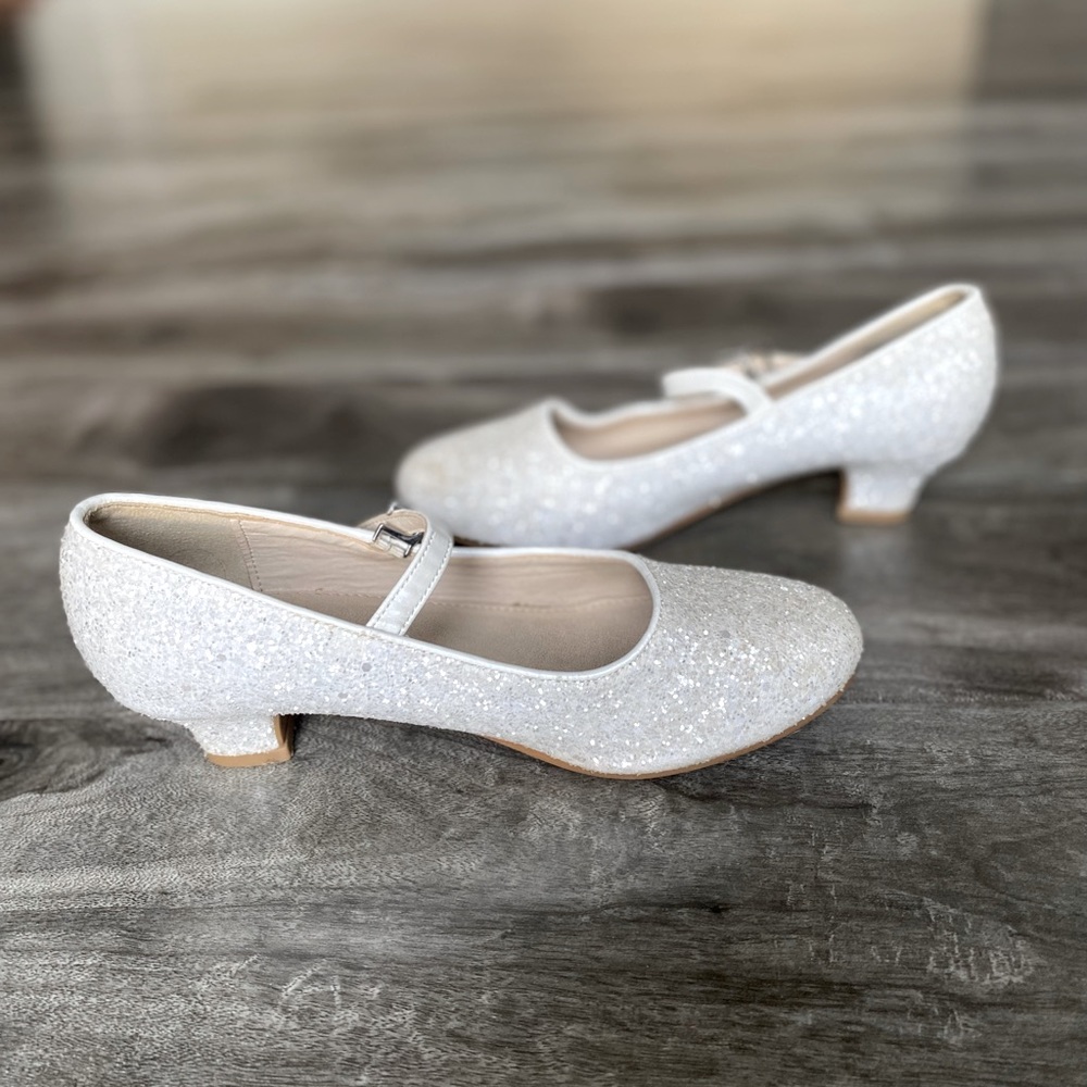 Sparkly White Kids' Mary Jane Shoes